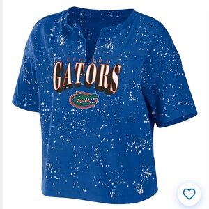 NWT Wear by Erin Andrews Florida Gators Bleach Wash Splatter Cropped Tee Shirt
